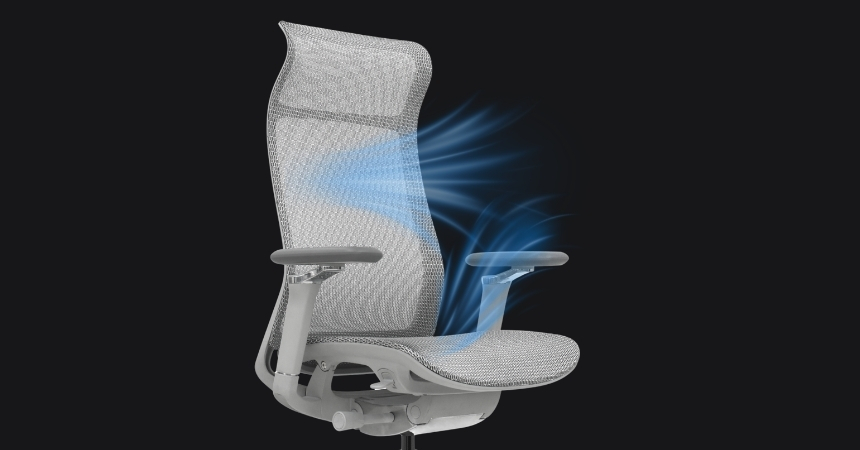 AERO ERGONOMICZNE, PRZEWIEWNE OPARCIE I SIEDZISKO Z TKANINY MESH